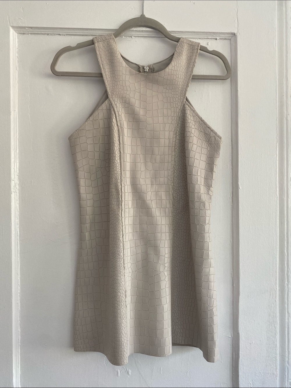 ALEXIS Sleeveless Cream Textured A-Line Dress